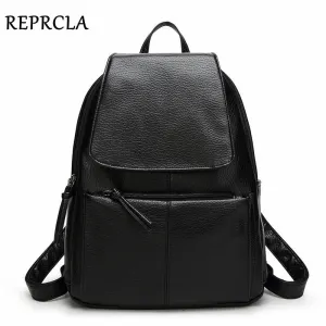 Women Bags Backpacks REPRCLA High Hot Teenage Casual School Women Girls Bags Leather Top-rated Simple PU Quality One-touch operation Sale for Mochila