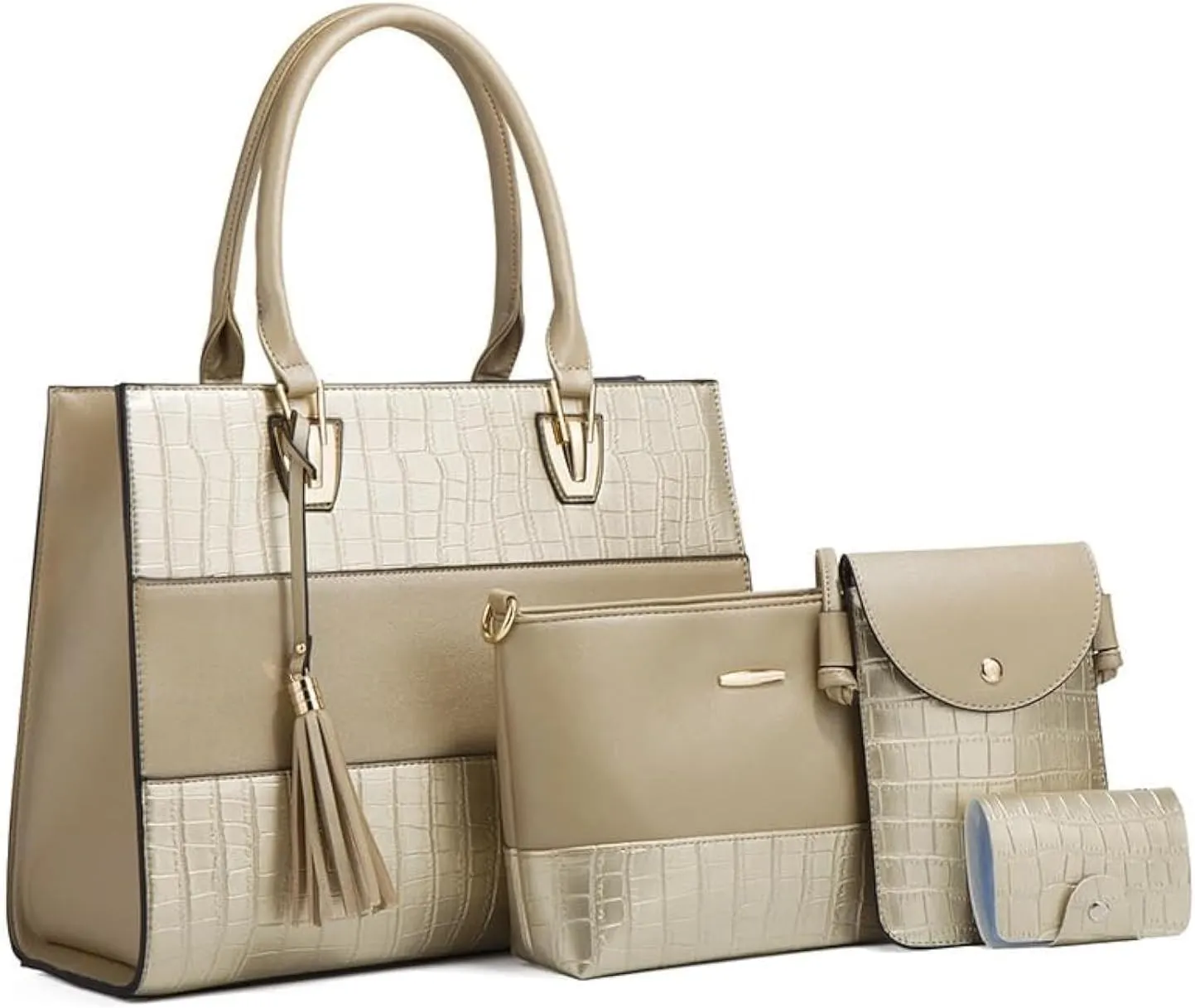 Women Fashion Shoulder Handbags Wallet Tote Bag Top Handle Satchel Hobo with Zipper Closure Set