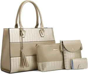 Women Fashion Shoulder Handbags Wallet Tote Bag Top Handle Satchel Hobo with Zipper Closure Set