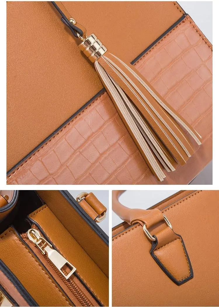 Women Fashion Shoulder Handbags Wallet Tote Bag Top Handle Satchel Hobo with Zipper Closure Set