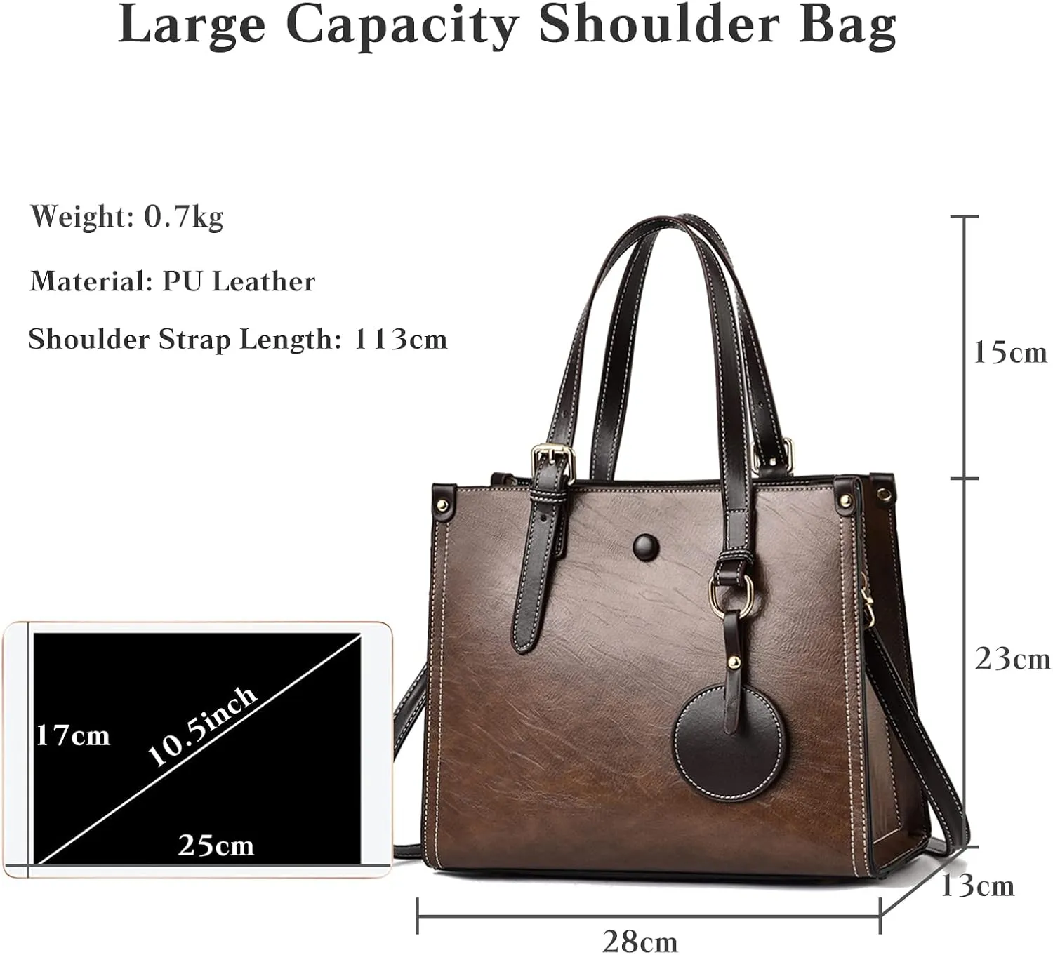 Women Handbag Tote Top Handle PU Leather Shoulder Satchel Crossbody Messenger Bag