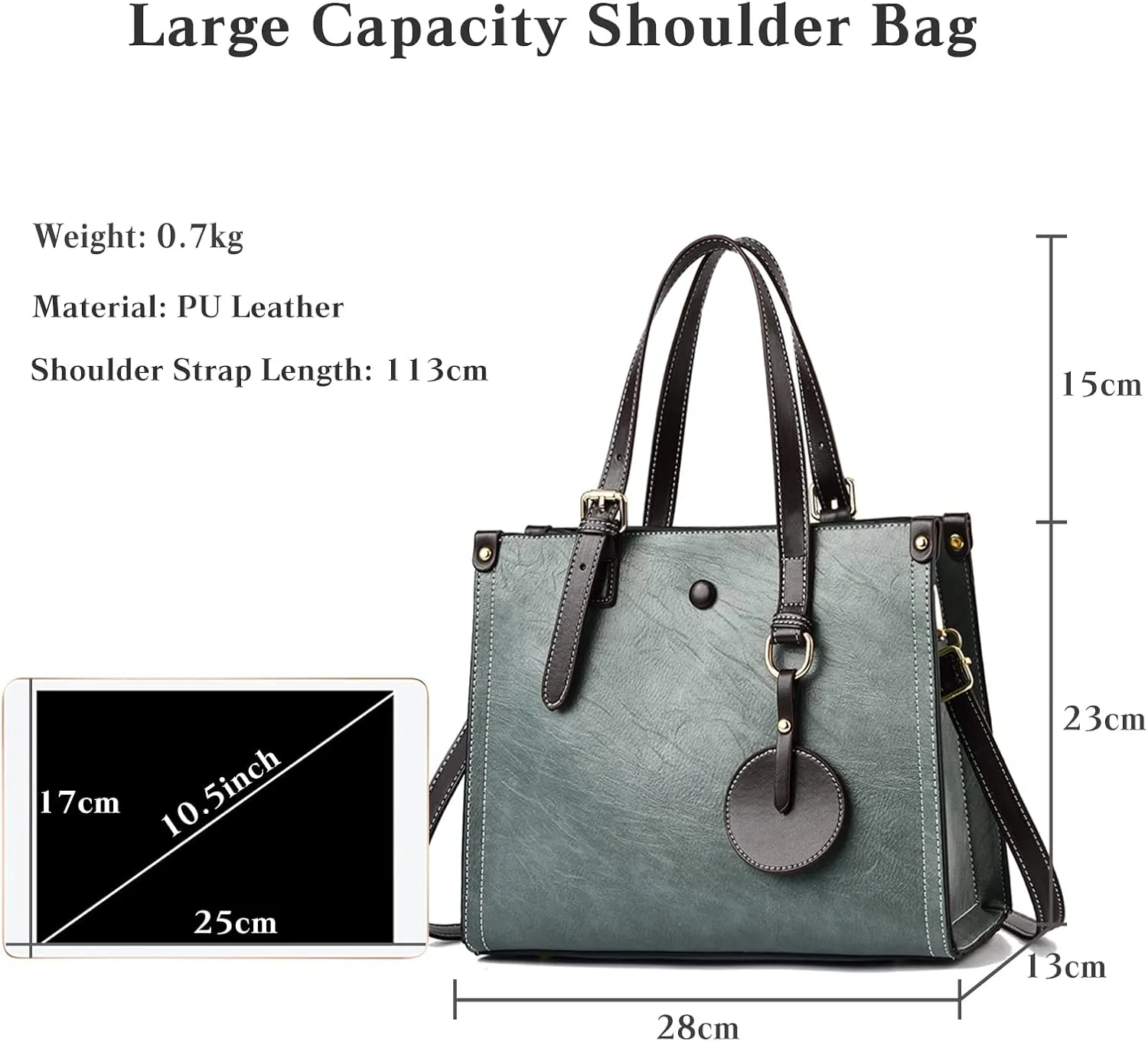 Women Handbag Tote Top Handle PU Leather Shoulder Satchel Crossbody Messenger Bag