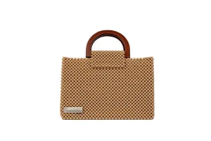 Women Handmade Acrylic Beaded Handmade Handbags - Elorm Collection (Small, Beige   Brown Handle)