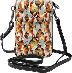 Women Ladies Girls Roomy Pockets Phone Neck Travel Wallet Handbag Credit Card Clutch Bag, Water Resistant, Excersise Golf Bag - Rooster Chicken Breeds Art