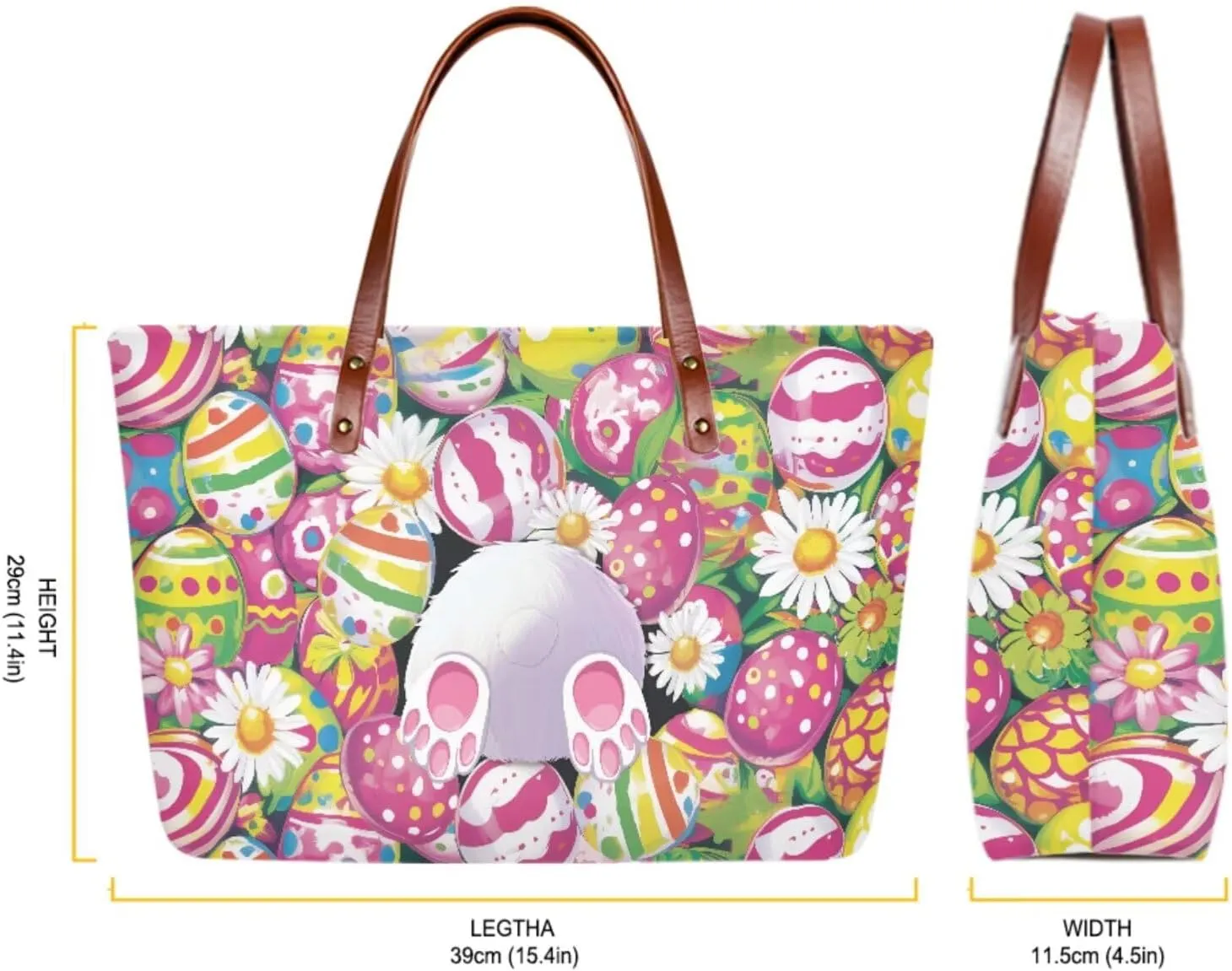 Women Ladies Handbags Wallet,Casual Top Handle Tote Bag with Wristlet Wallet,Easter Satchel Purse with Zipper