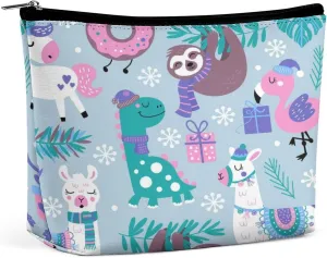Women PU Leather Cosmetic Bag, Toiletry Storage 6.8x5.9x2.3 in Zipper Pouch Handbag Makeup Case Purse Holder Organizer