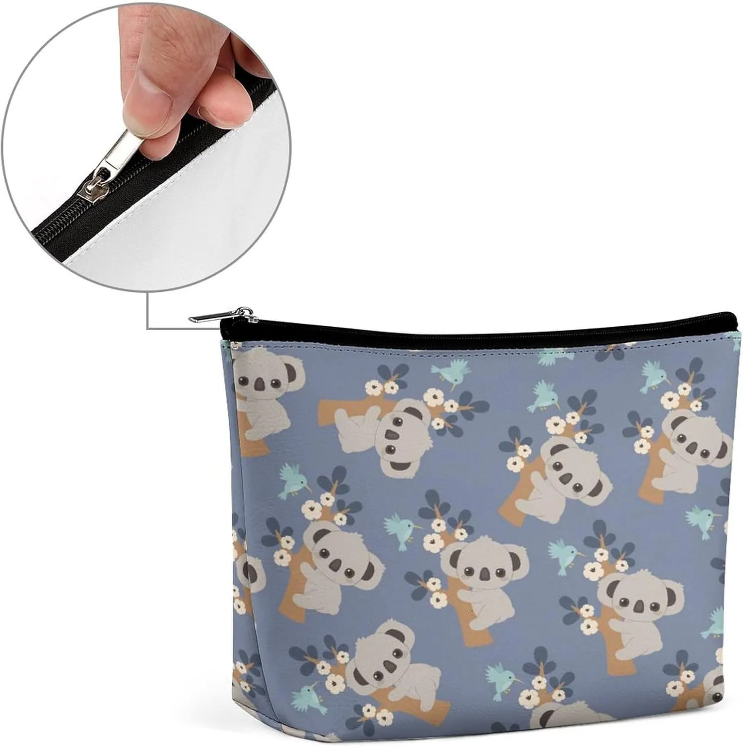 Women PU Leather Cosmetic Bag, Toiletry Storage 6.8x5.9x2.3 in Zipper Pouch Handbag Makeup Case Purse Holder Organizer