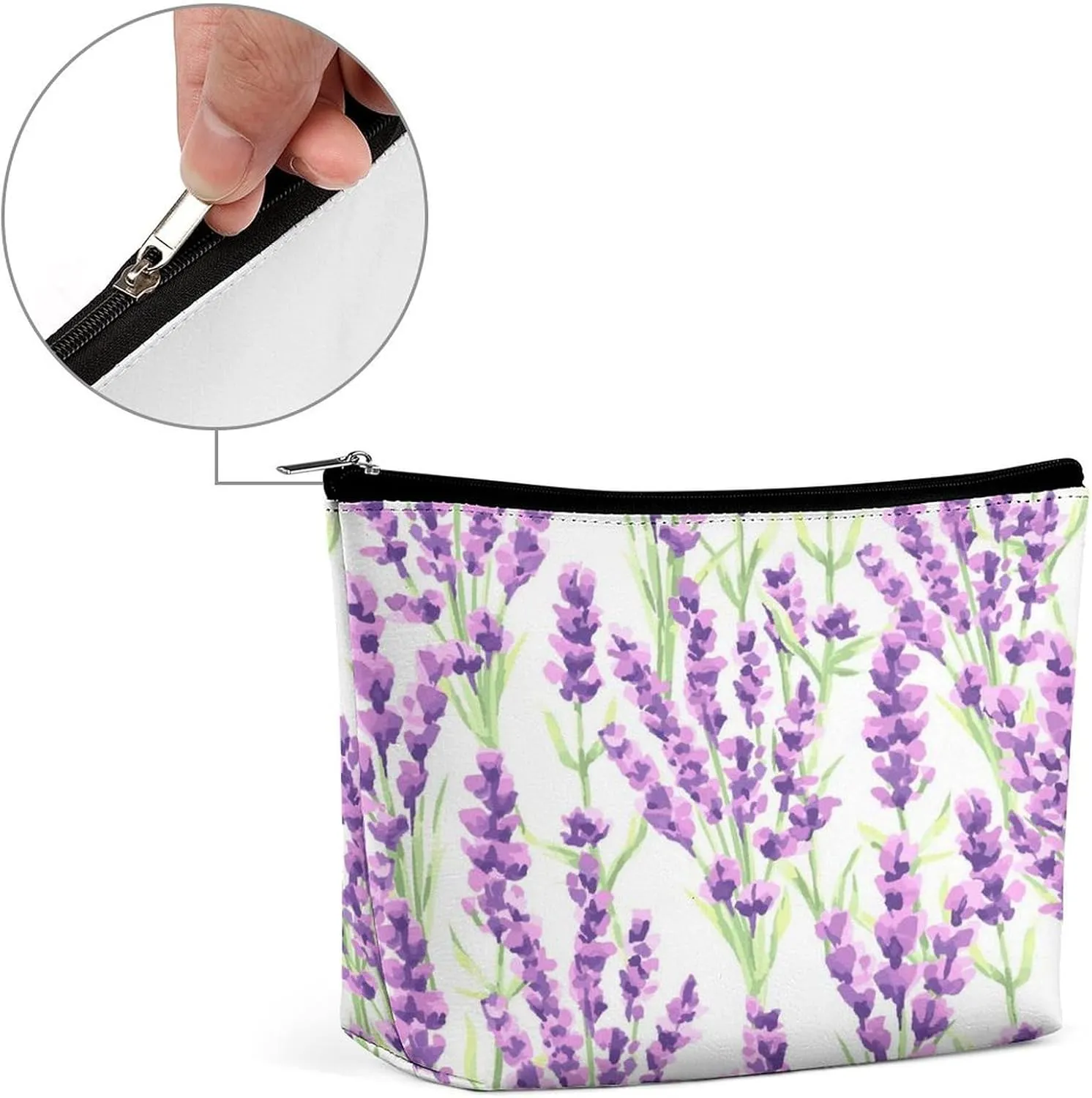 Women PU Leather Cosmetic Bag, Toiletry Storage 6.8x5.9x2.3 in Zipper Pouch Handbag Makeup Case Purse Holder Organizer
