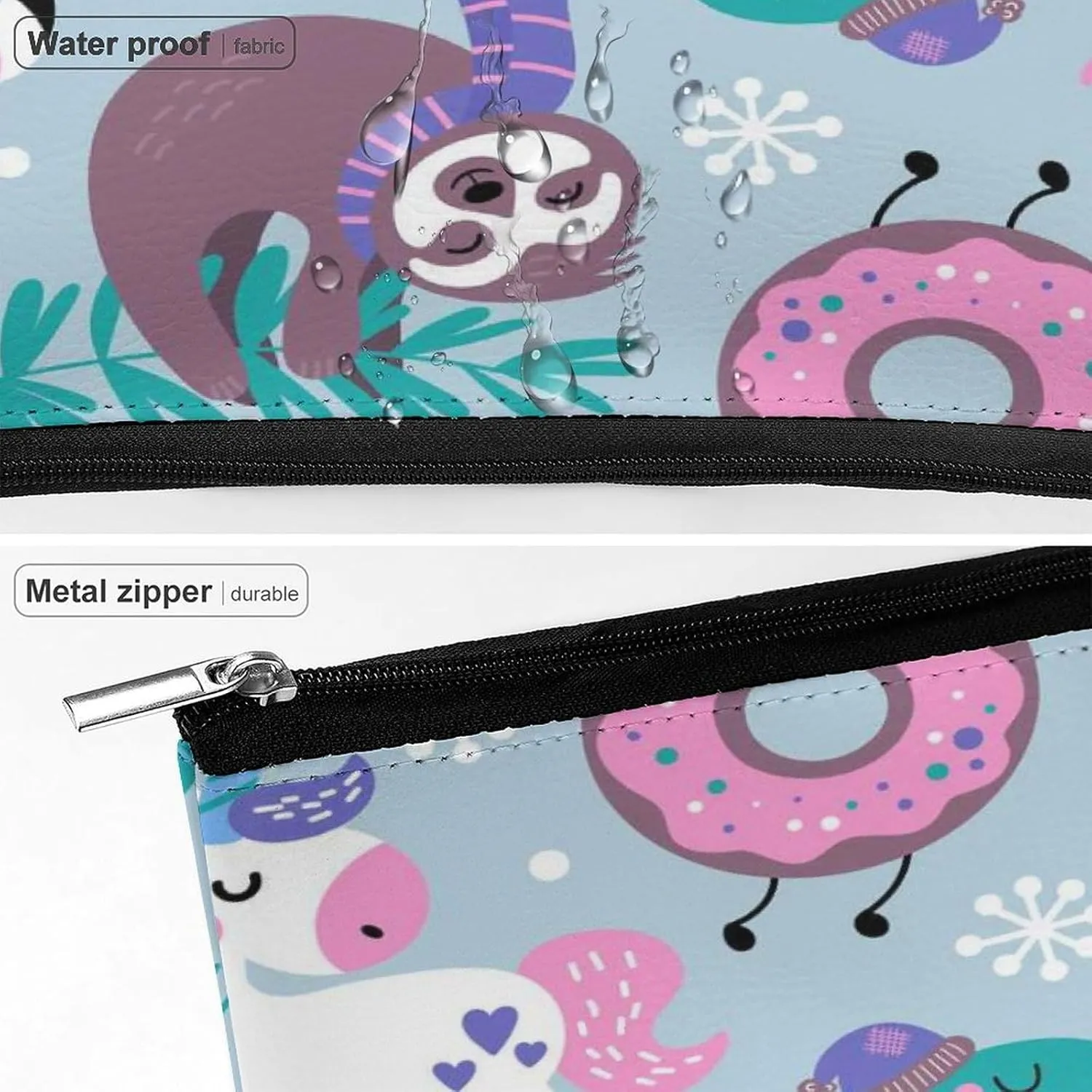 Women PU Leather Cosmetic Bag, Toiletry Storage 6.8x5.9x2.3 in Zipper Pouch Handbag Makeup Case Purse Holder Organizer