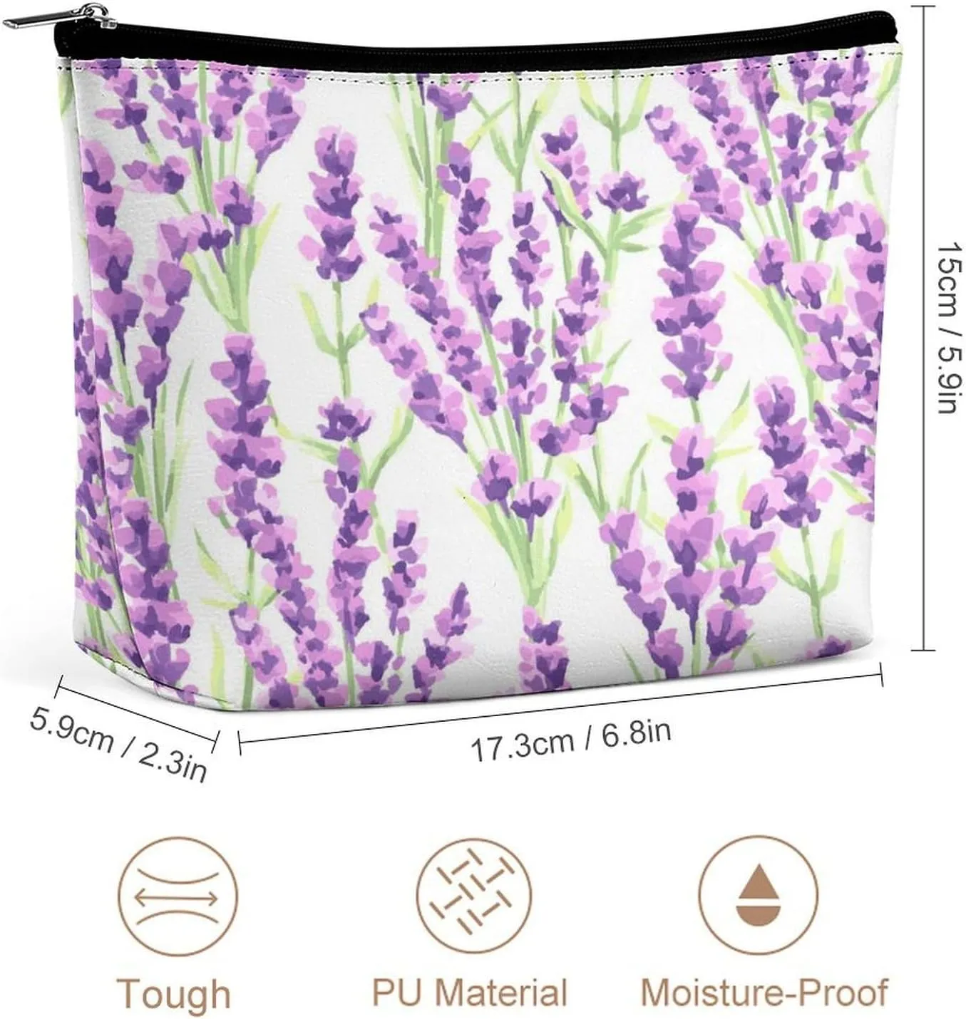 Women PU Leather Cosmetic Bag, Toiletry Storage 6.8x5.9x2.3 in Zipper Pouch Handbag Makeup Case Purse Holder Organizer