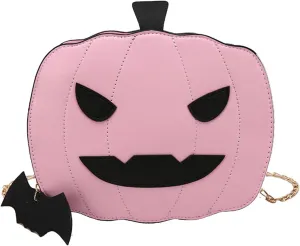 Women Pumpkin Shoulder Bag Novelty Devil Crossbody Purse Fashion Halloween Trick or Treat Purses and Handbags (Pink, One Size)