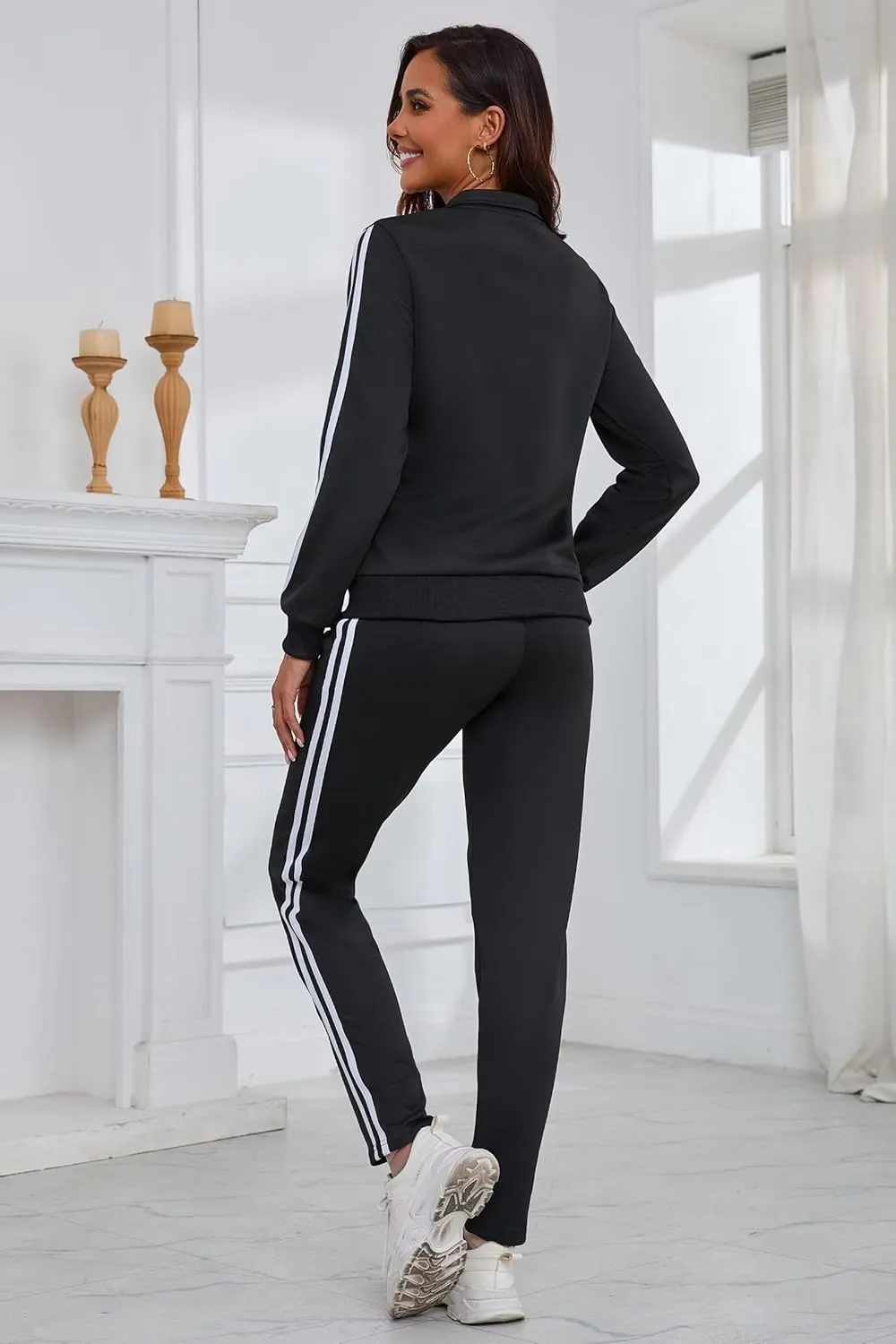 Women's 2 Piece Tracksuit Long Sleeve Track Suits Full Zip Lounge Set Sweatsuits Outfits