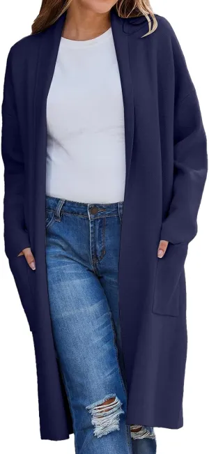 Women's Autumn and Winter Solid Color Fashionable Thin Lapel Long Woolen Coat Casual August Silk Women S Sweaters
