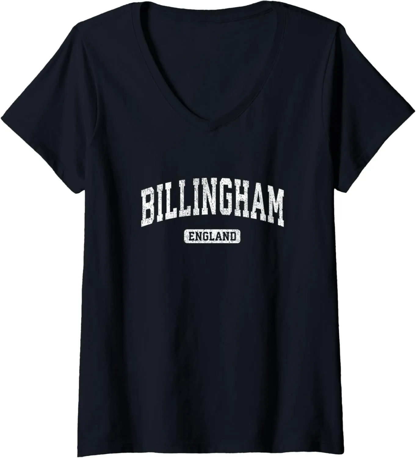 Womens Billingham England Vintage Sports Design V-Neck T-Shirt
