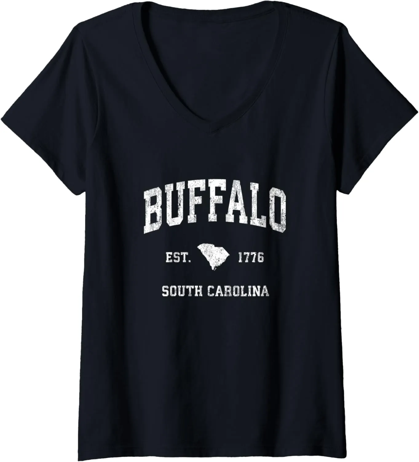 Womens Buffalo South Carolina SC Vintage Athletic Sports Design V-Neck T-Shirt