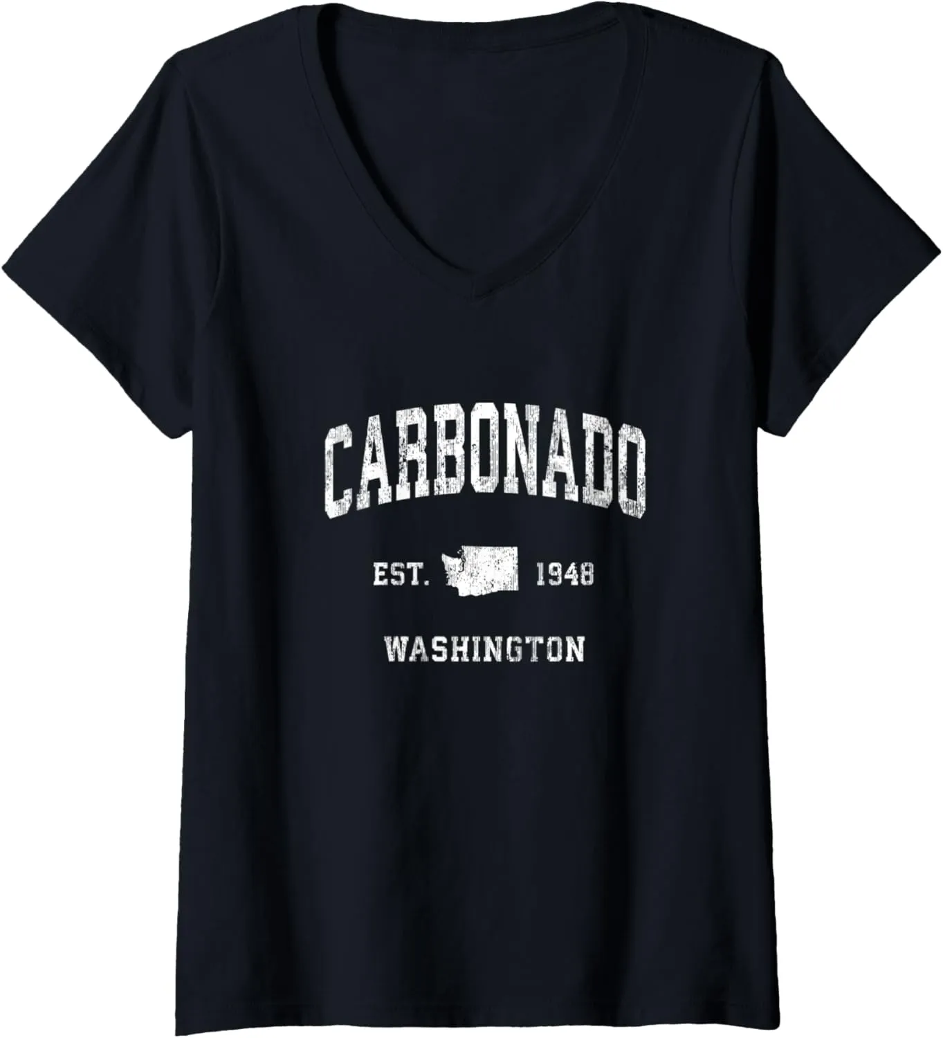 Womens Carbonado Washington WA Vintage Athletic Sports Design V-Neck T-Shirt