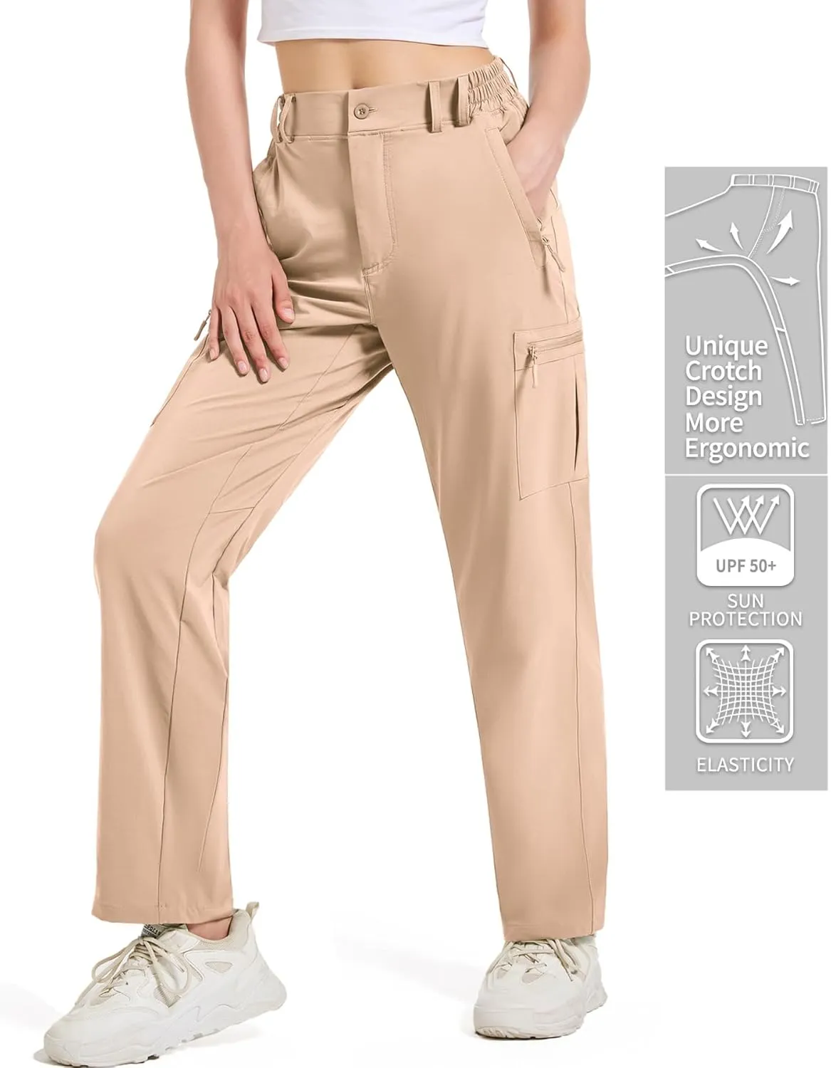 Women's Cargo Pants Hiking Pants Women Travel Pants Women Waterproof 4 Pockets Stretchy Quick Dry Lightweight