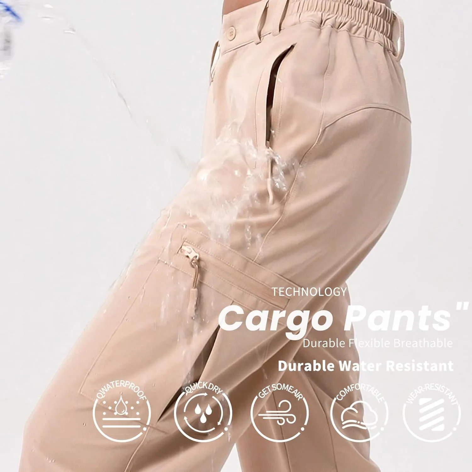 Women's Cargo Pants Hiking Pants Women Travel Pants Women Waterproof 4 Pockets Stretchy Quick Dry Lightweight