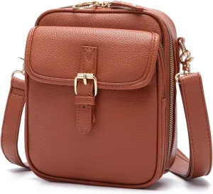 Women's Crossbody Handbags, Double Layer Leather Mini Messenger Bag, Anti Theft Crossbody Bags for Women with 10 Card Slots