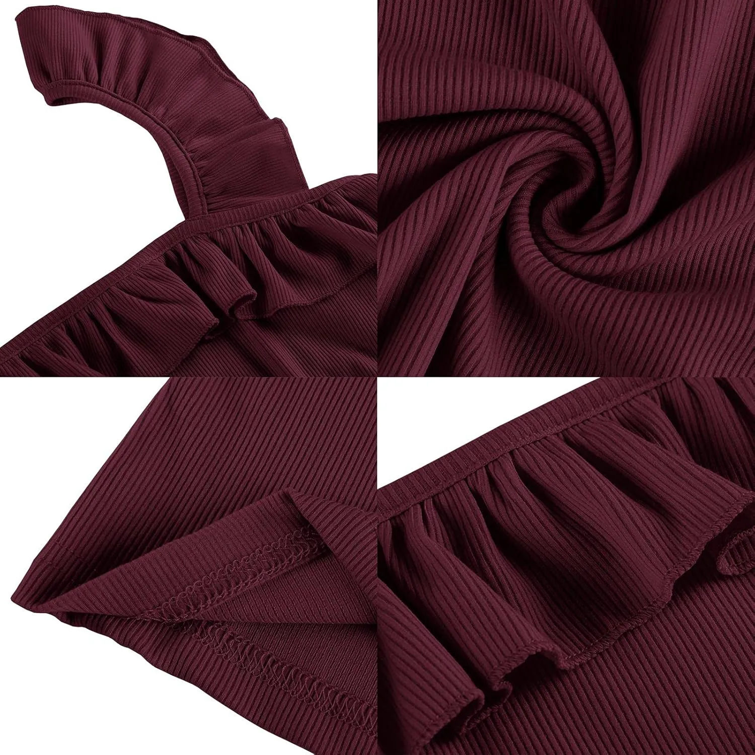 Womens Cute Sleeveless Tank Tops Ruffle Strap Square Neck Blouse Solid Color Knitted Camisole