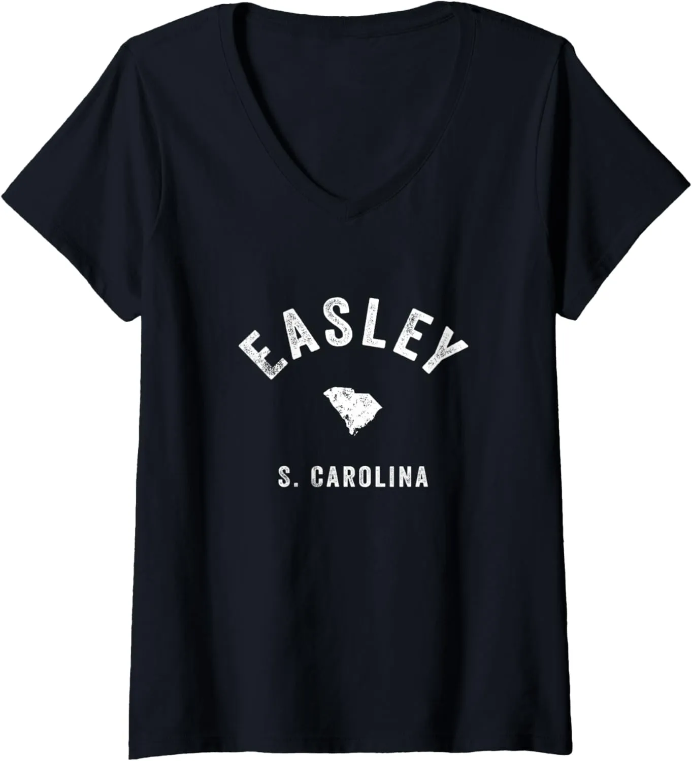Womens Easley South Carolina SC Vintage 70s Athletic Sports Design V-Neck T-Shirt