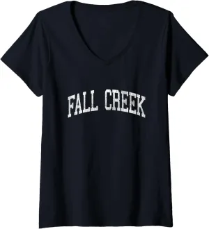 Womens Fall Creek Wisconsin WI Vintage Athletic Sports Design V-Neck T-Shirt