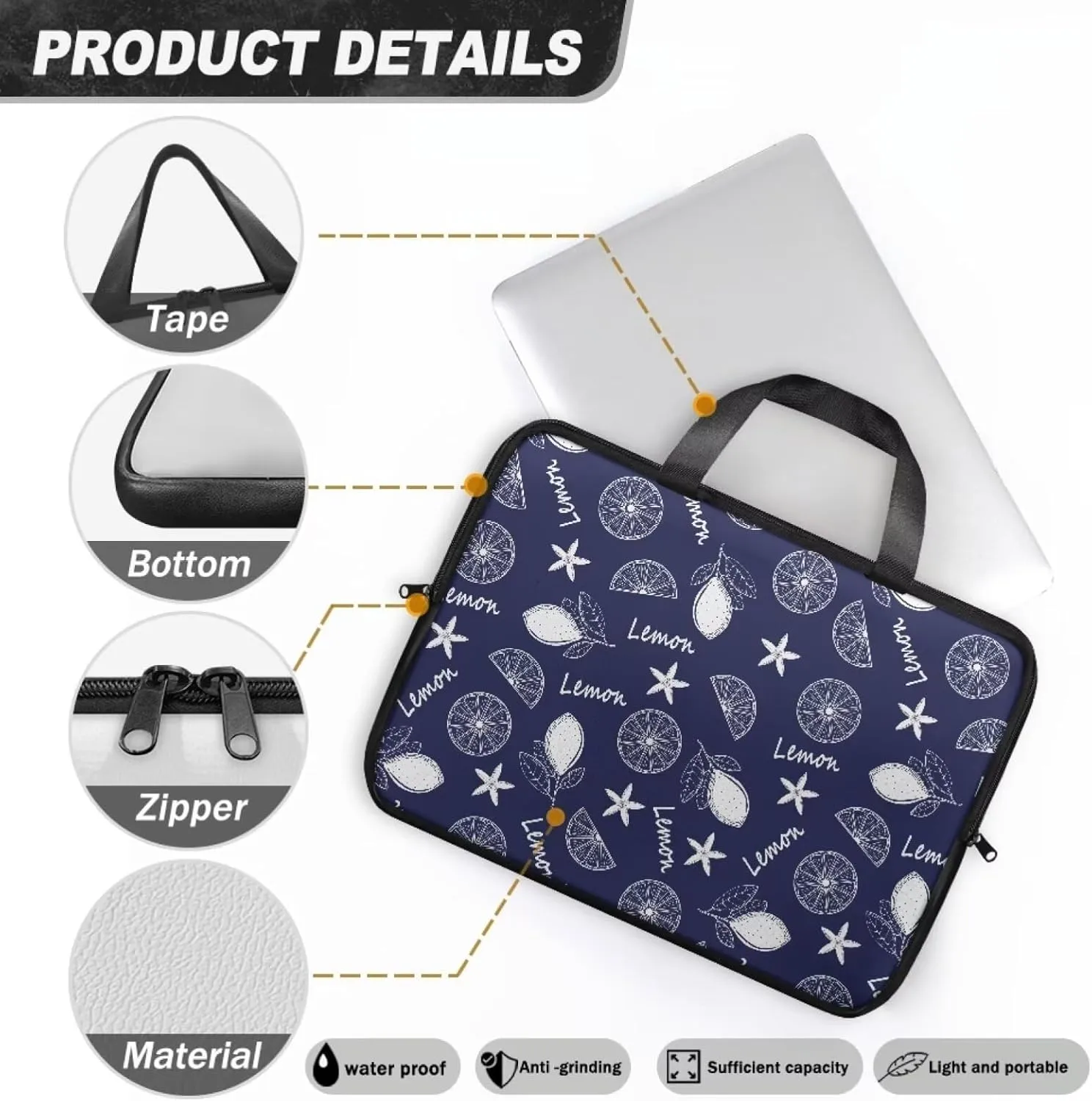 Womens Fashionable Laptop Carrying Case Waterproof Tablet Computer Sleeve Pouch with Handles