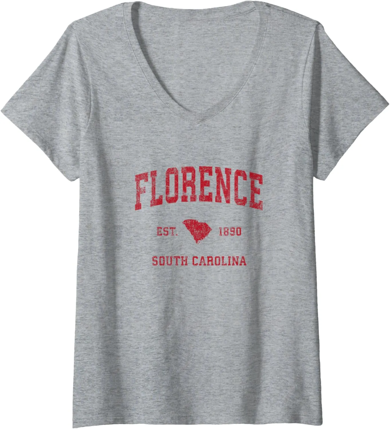 Womens Florence South Carolina SC Vintage Sports Design Red Print V-Neck T-Shirt