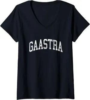 Womens Gaastra Michigan MI Vintage Athletic Sports Design V-Neck T-Shirt