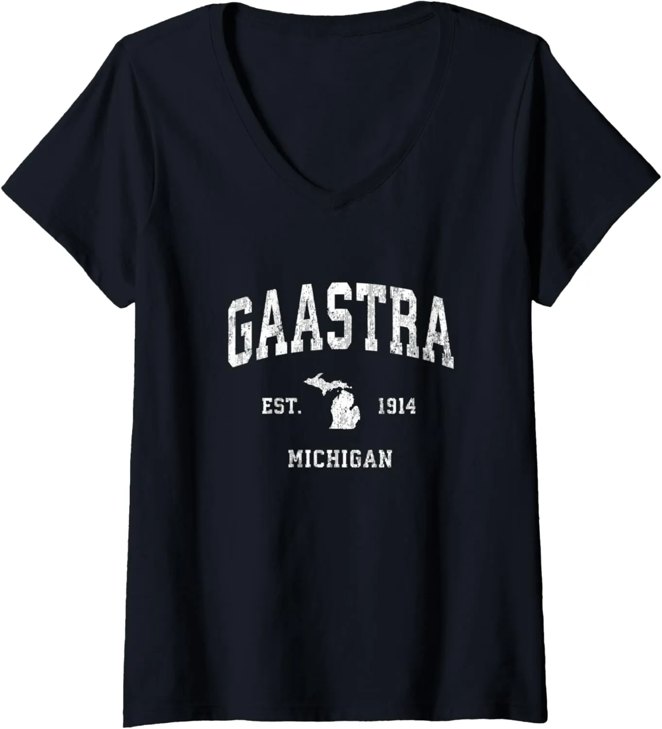 Womens Gaastra Michigan MI Vintage Athletic Sports Design V-Neck T-Shirt
