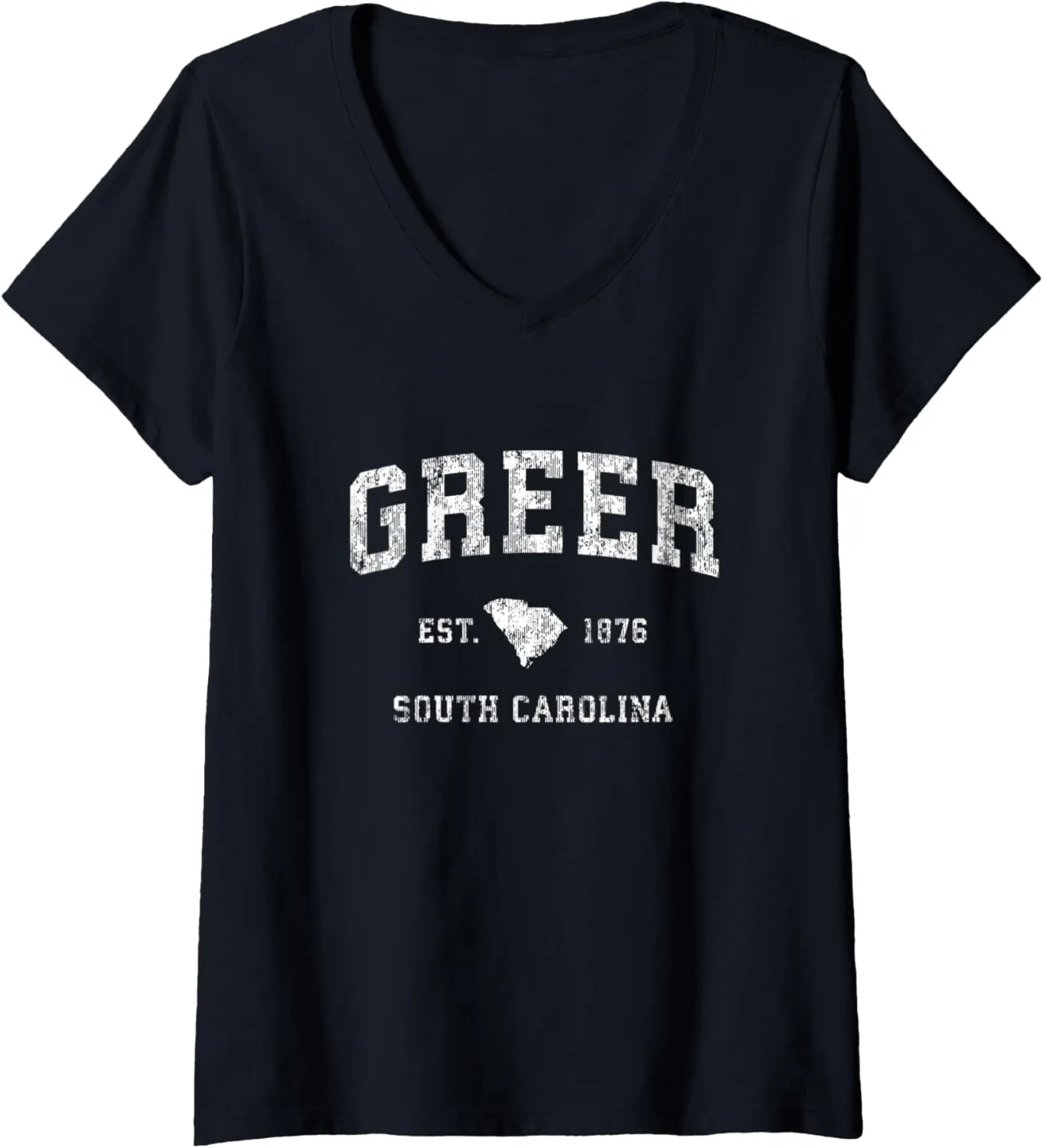 Womens Greer South Carolina SC Vintage Athletic Sports Design V-Neck T-Shirt