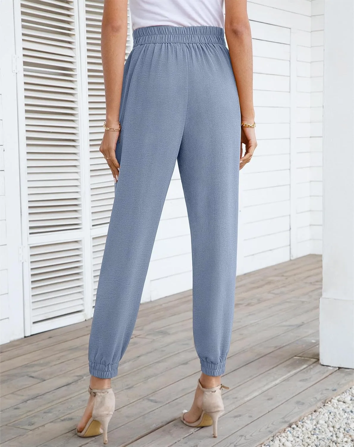Womens High Waist Dressy Joggers Bow-Knot Loose Business Casual Pants for Work Tapered Trousers with Pockets