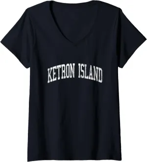 Womens Ketron Island Washington WA Vintage Athletic Sports Design V-Neck T-Shirt