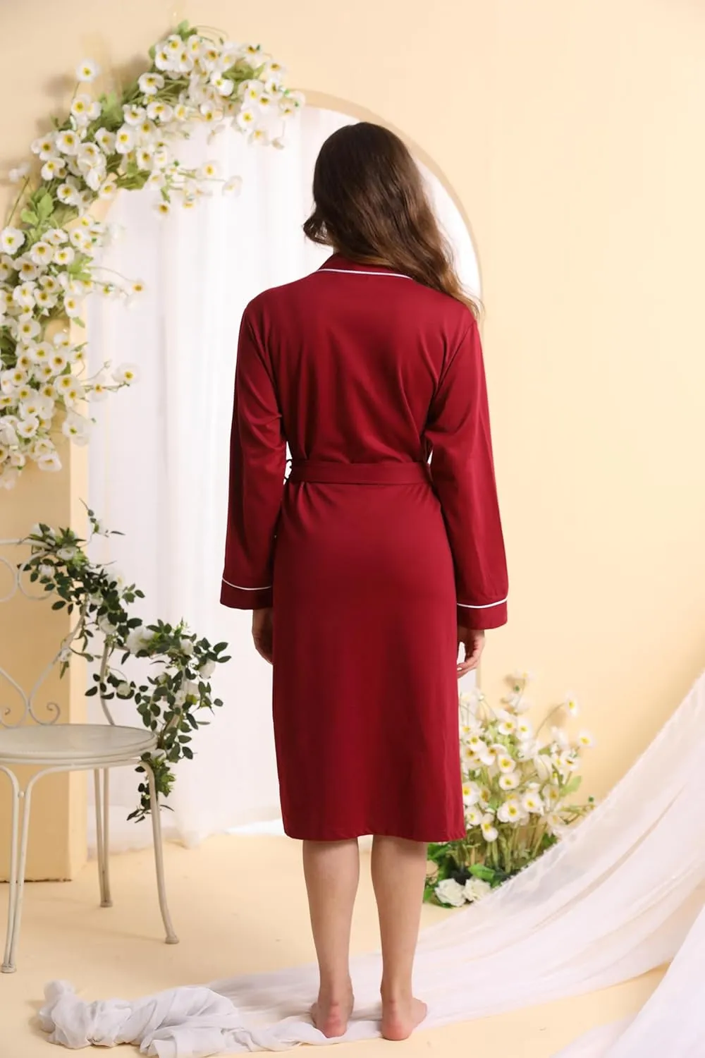 Womens Kimono Robe Lightweight Soft Bathrobe Sleepwear Loungewear with Pockets