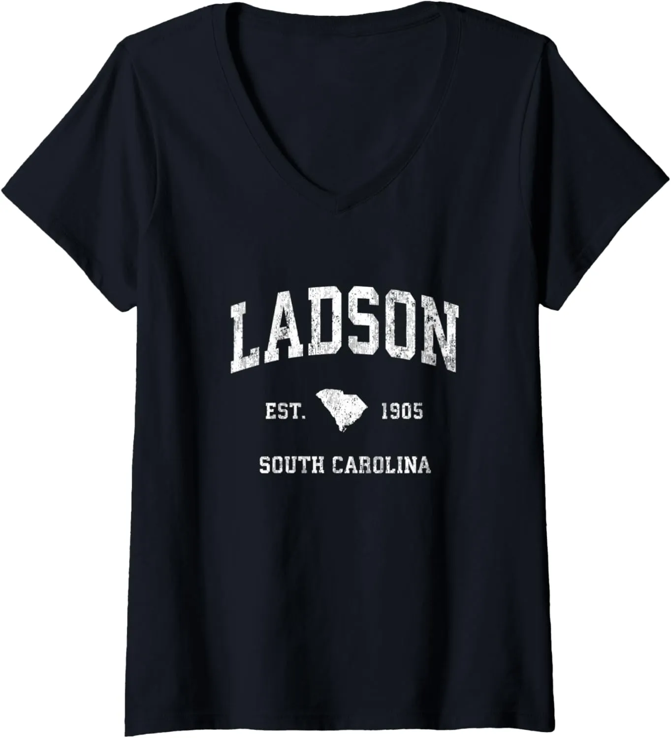 Womens Ladson South Carolina SC Vintage Athletic Sports Design V-Neck T-Shirt