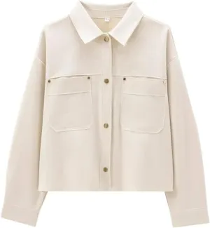 Women's Lapel Patch Pocket Suede Texture Long Sleeve Short Jacket Casual Solid Color Jacket Top