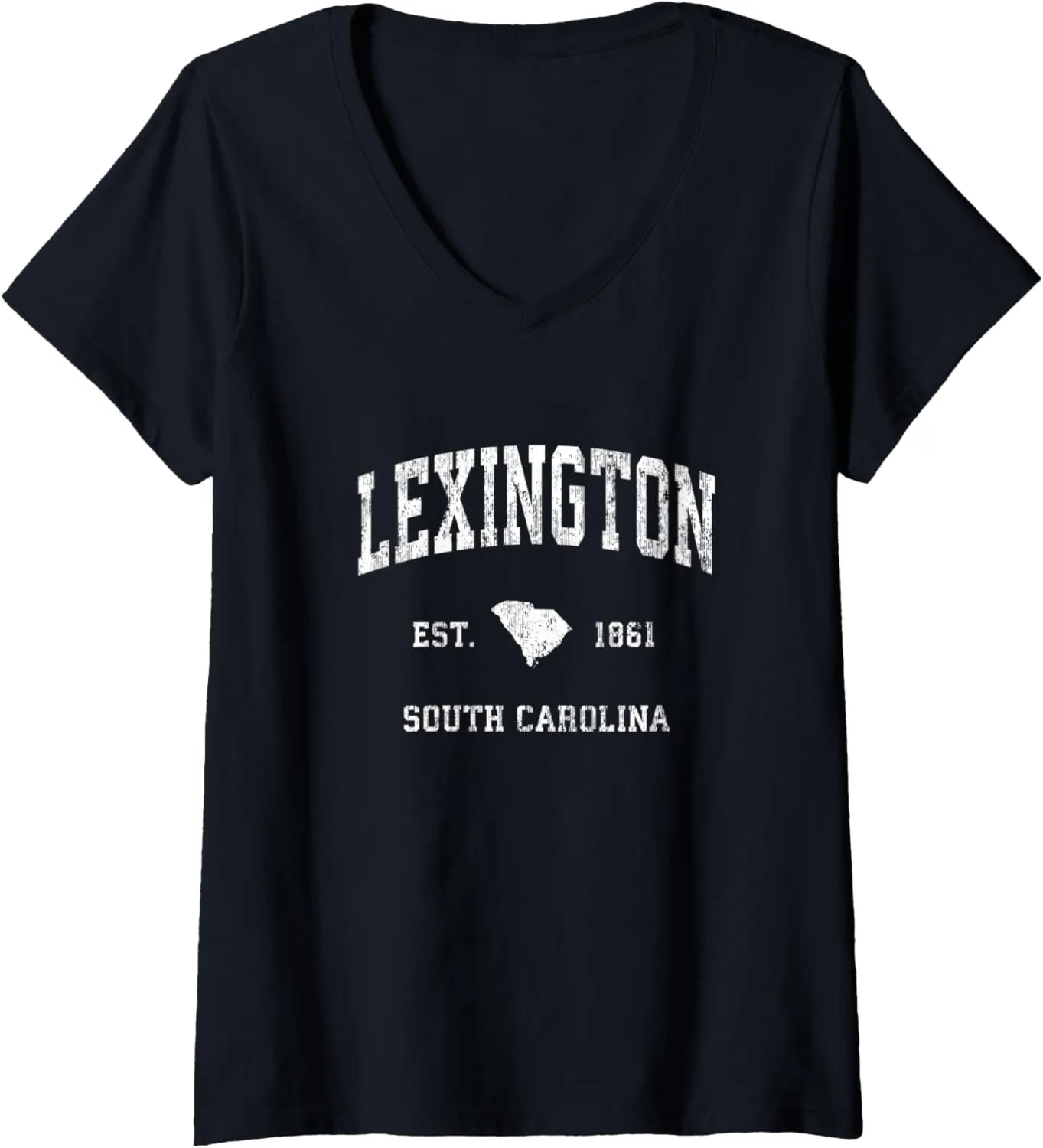Womens Lexington South Carolina SC Vintage Athletic Sports Design V-Neck T-Shirt