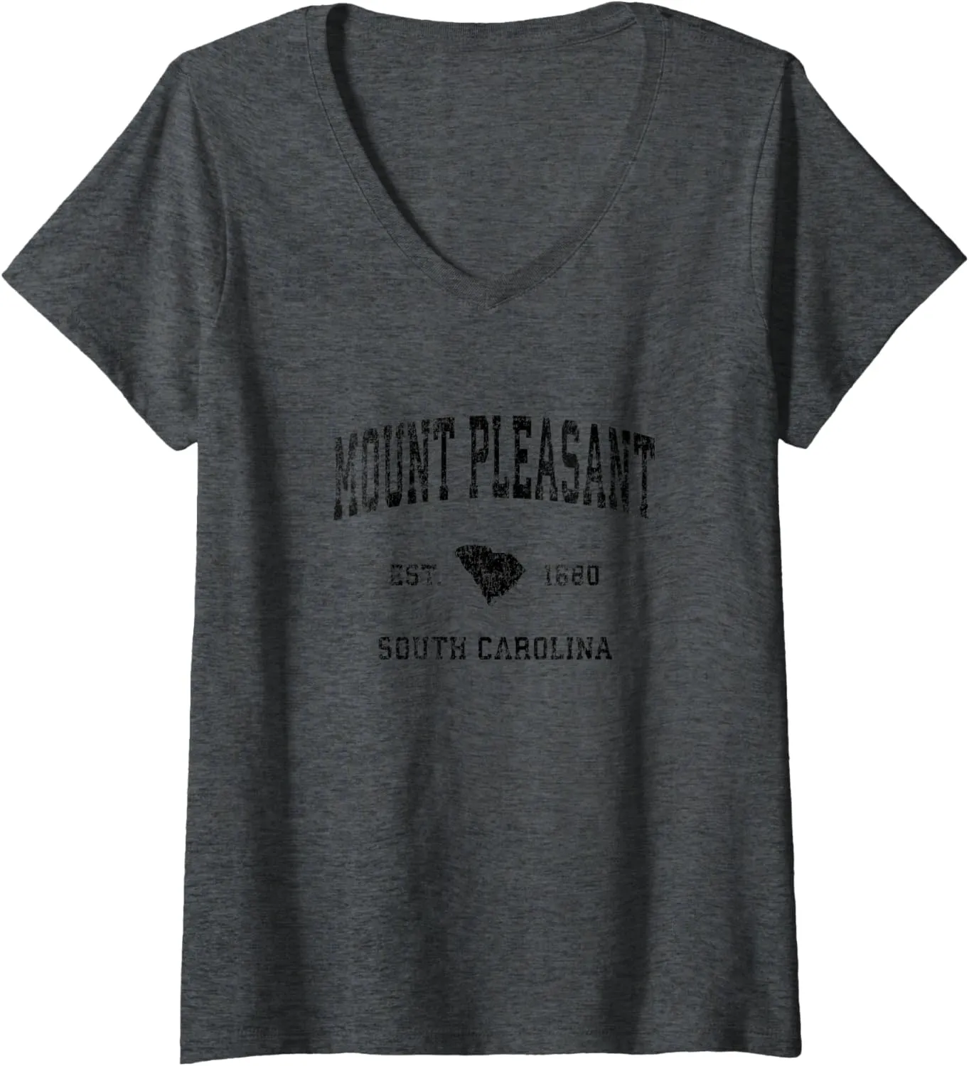 Womens Mount Pleasant South Carolina SC Vintage Sports Design Black V-Neck T-Shirt