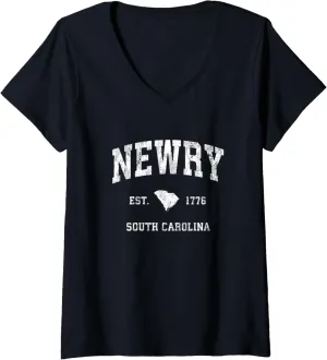Womens Newry South Carolina SC Vintage Athletic Sports Design V-Neck T-Shirt
