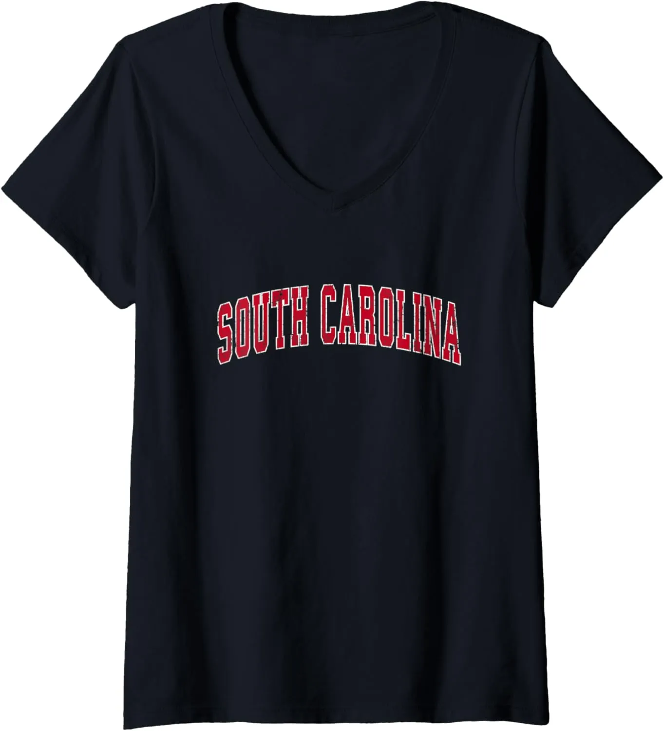 Womens South Carolina SC Vintage Sports Design Red Design V-Neck T-Shirt