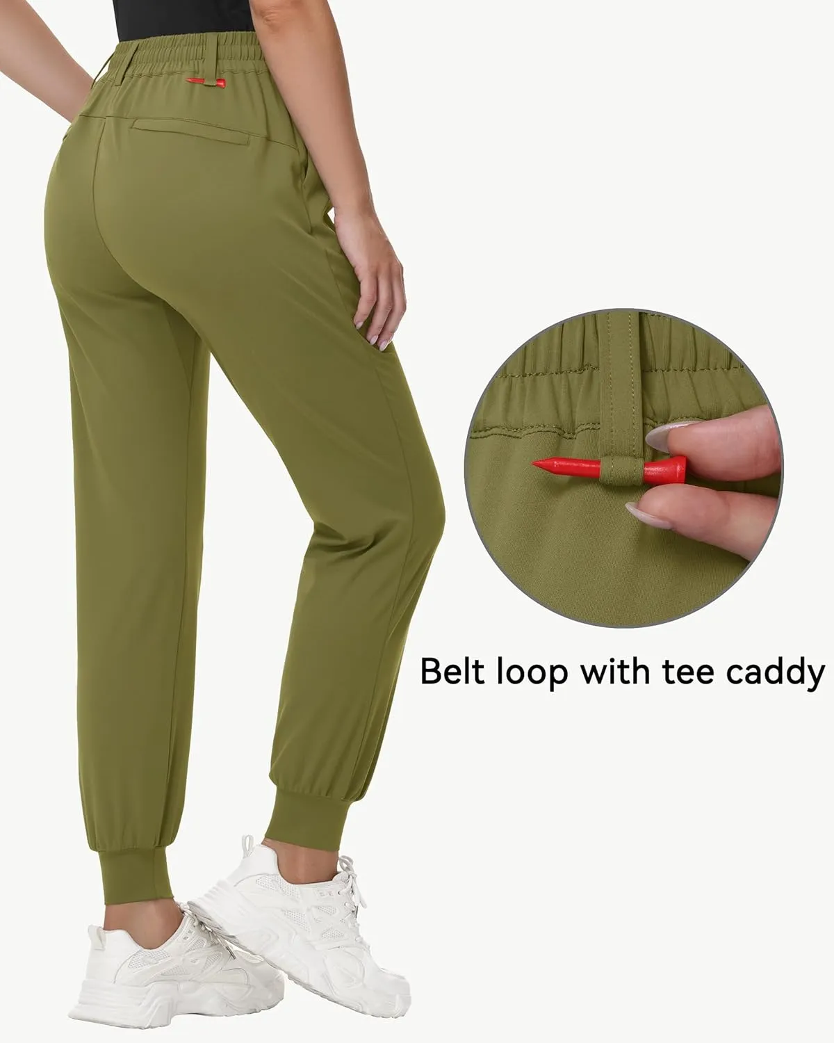 Women's Stretch Golf Joggers Pants - Tapered Athletic Casual Work Dress Travel Sweatpants with Zipper Pockets UP50