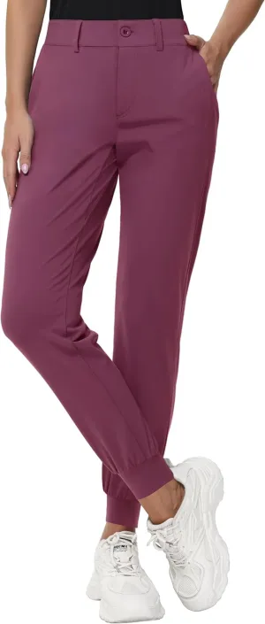 Women's Stretch Golf Joggers Pants - Tapered Athletic Casual Work Dress Travel Sweatpants with Zipper Pockets UP50