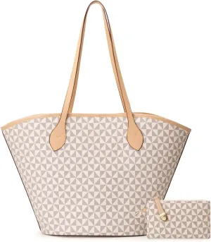 Women's Top Handle Handbags Vegan Leather Designer Handbags for Women Fashion Shoulder Bag with Wallet for Ladies 2psc