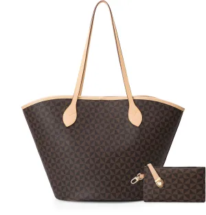 Women's Top Handle Handbags Vegan Leather Designer Handbags for Women Fashion Shoulder Bag with Wallet for Ladies 2psc