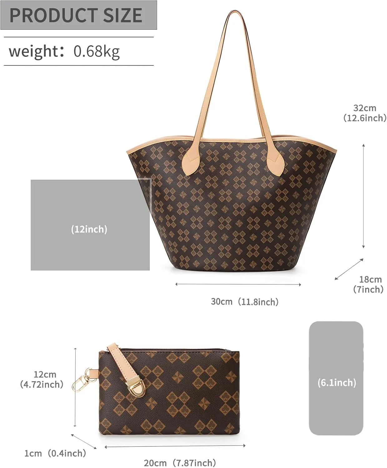 Women's Top Handle Handbags Vegan Leather Designer Handbags for Women Fashion Shoulder Bag with Wallet for Ladies 2psc