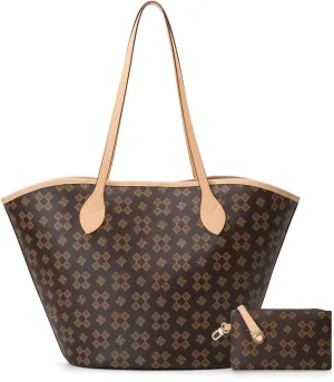 Women's Top Handle Handbags Vegan Leather Designer Handbags for Women Fashion Shoulder Bag with Wallet for Ladies 2psc