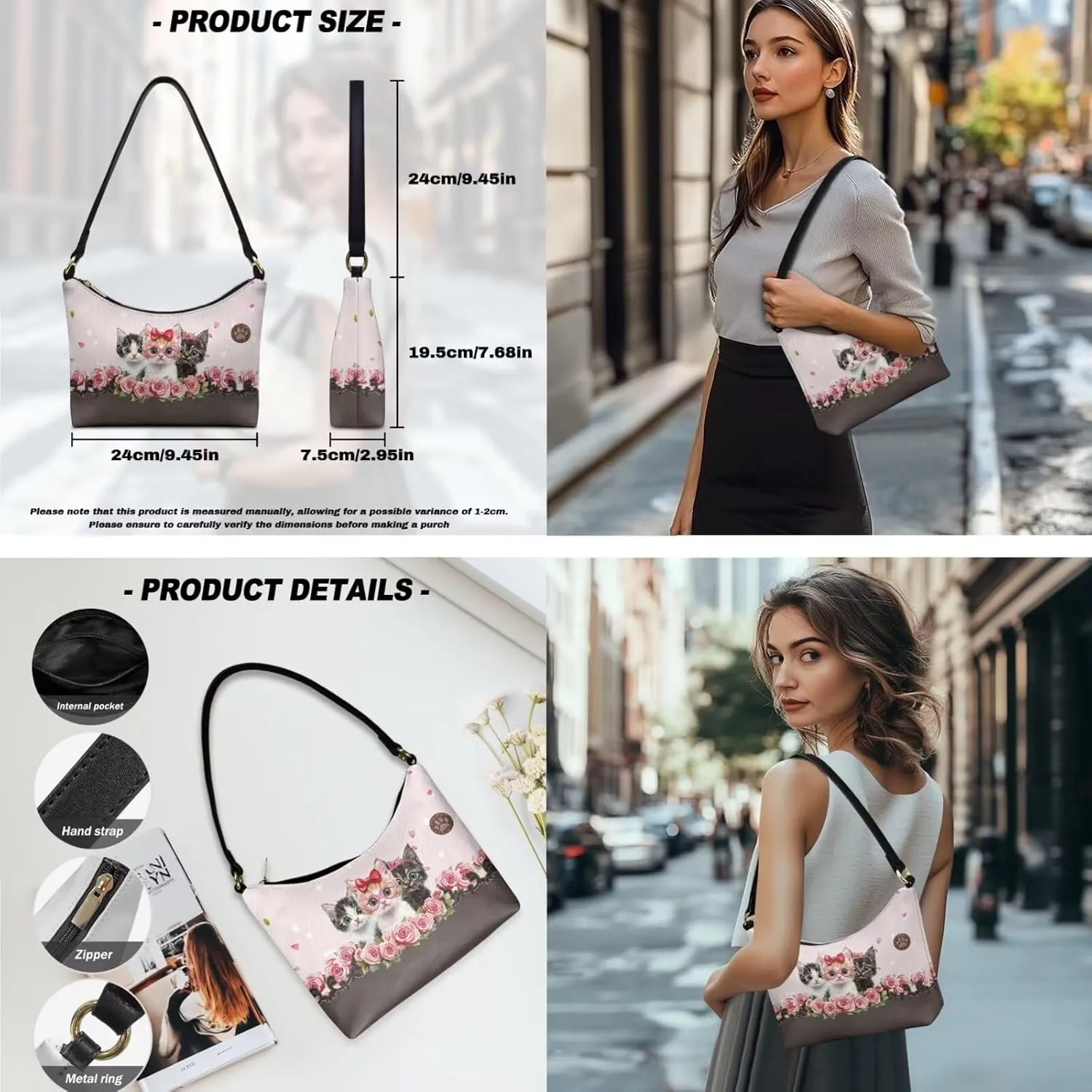 Womens Underarm Purse Top-Handle Shoulder Bag with Wallet Pu Leather Hobo Bag Purse Clutch Handbags