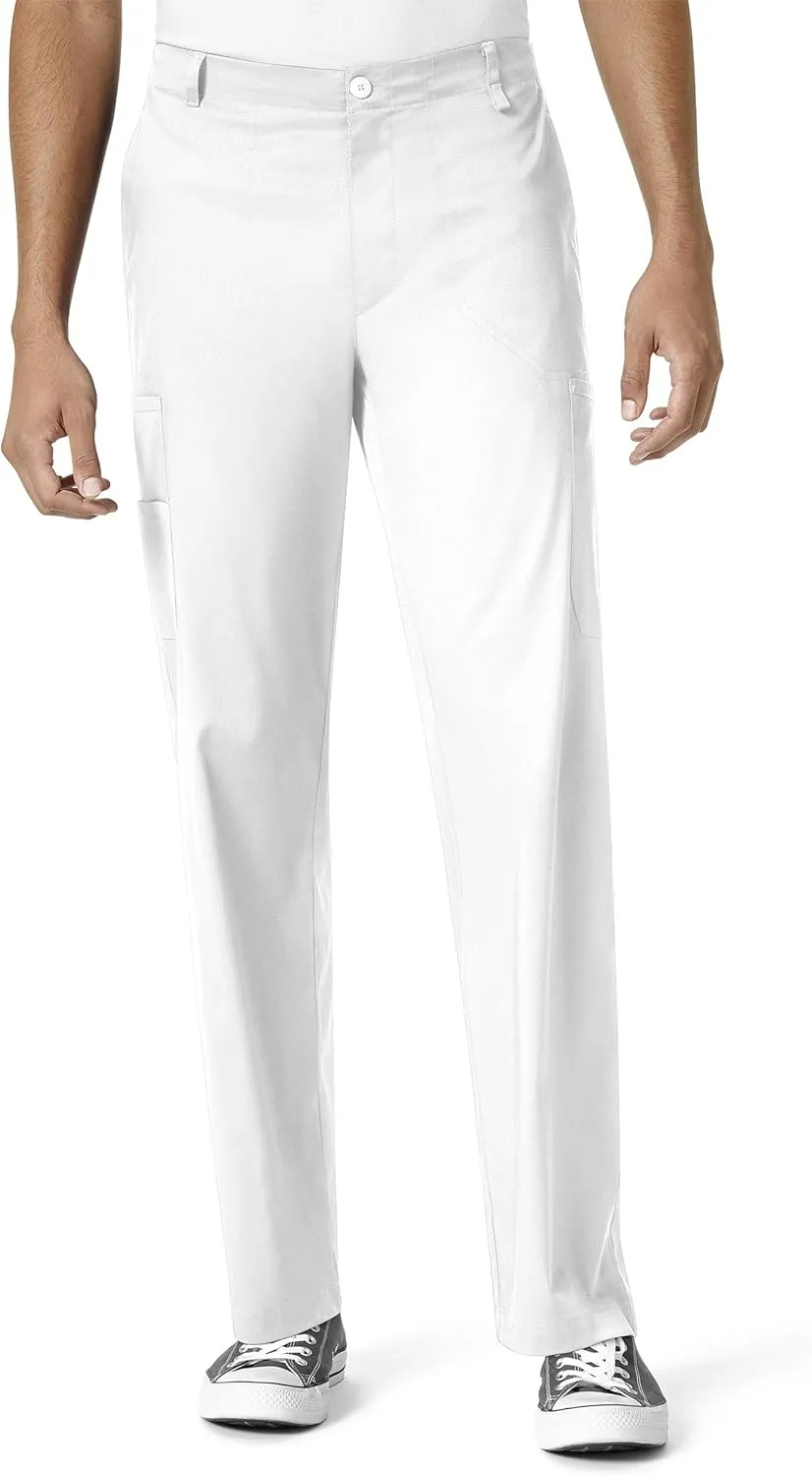 WonderWink PRO Men's V-Neck Top & Straight Leg Cargo Pant Scrub Set   Badge Reel