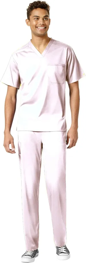 WonderWink PRO Men's V-Neck Top & Straight Leg Cargo Pant Scrub Set   Badge Reel
