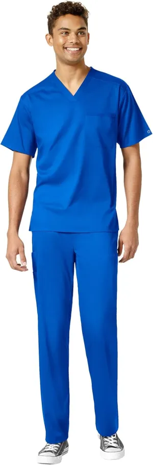 WonderWink PRO Men's V-Neck Top & Straight Leg Cargo Pant Scrub Set   Badge Reel